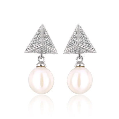 Fine fashion zircon jewelry wholesale 925 sterling silver natural pearl irregular shape luxury stud earrings