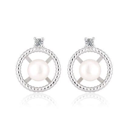 Fashion fine jewelry sets silver pearl ring earrings and pendant necklace set