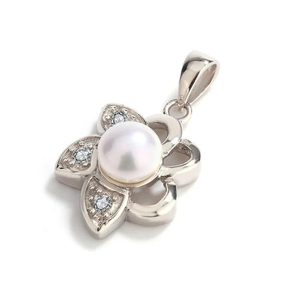 Cultured freshwater pearl hollow 925 sterling silver flower shaped pendant for necklace