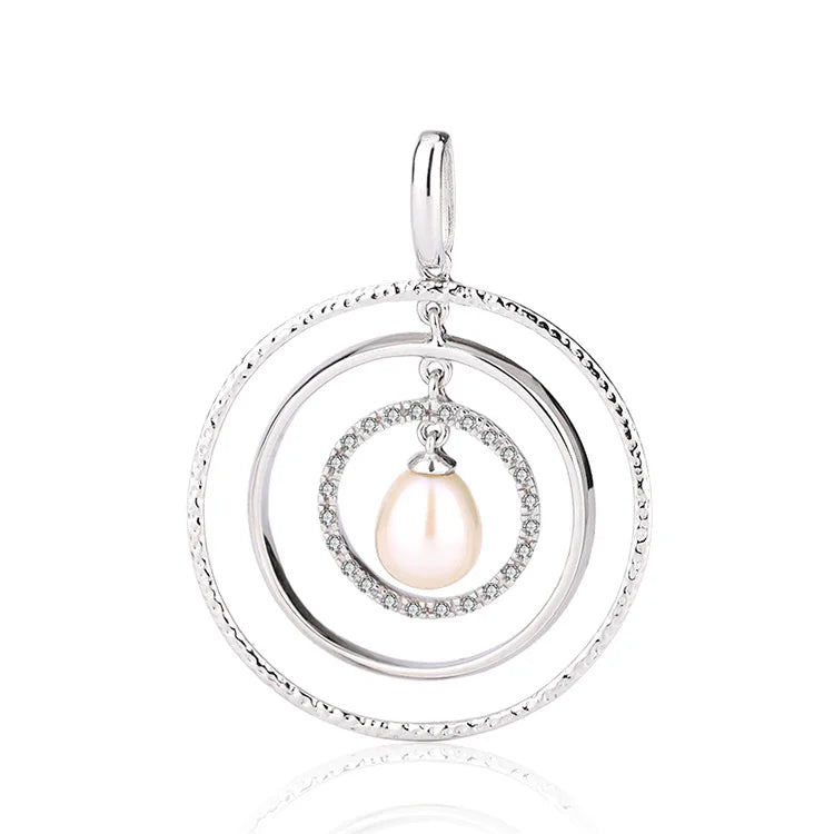 Customizable fine jewelry custom design freshwater pearl 925 sterling silver circle pendant