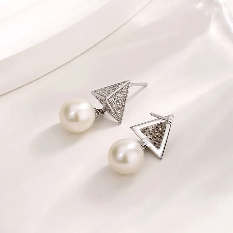 Fine fashion zircon jewelry wholesale 925 sterling silver natural pearl irregular shape luxury stud earrings