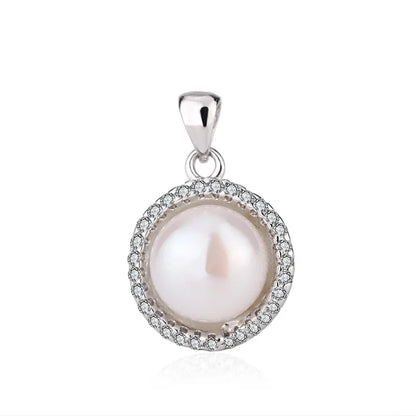 Wholesale custom women jewelry 925 sterling silver freshwater pearl circle round necklace pendant