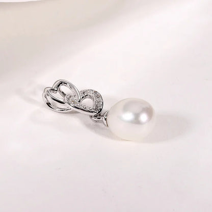 Wholesale custom logo delicate 925 sterling silver cz moissanite love heart drop freshwater pearl necklace charm pendant