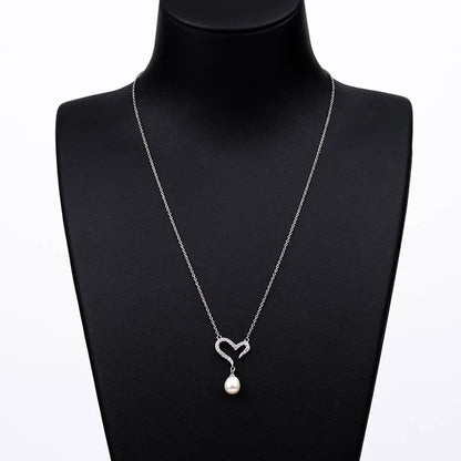 925 sterling silver women teardrop pearl charm drop pendant necklace with pearl pendant