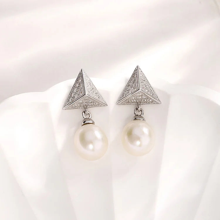 Fine fashion zircon jewelry wholesale 925 sterling silver natural pearl irregular shape luxury stud earrings