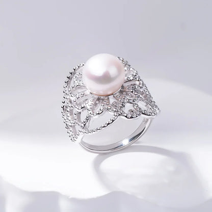 S925 pure silver pearl ring, female niche design, light luxury, high-end feeling, cool style, Instagram trendy fashion