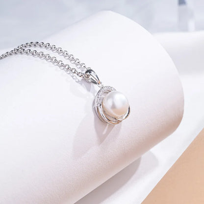 Custom lab grown diamond zircon 925 sterling silver chain necklace circle pearl womens pendant for women