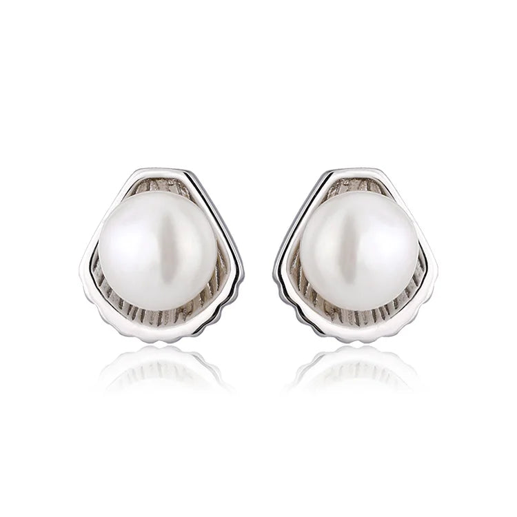 Custom dainty 925 sterling silver unique luxury pearl stud earrings for women