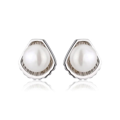 Custom dainty 925 sterling silver unique luxury pearl stud earrings for women