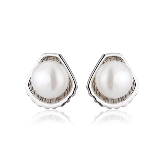 Custom dainty 925 sterling silver unique luxury pearl stud earrings for women