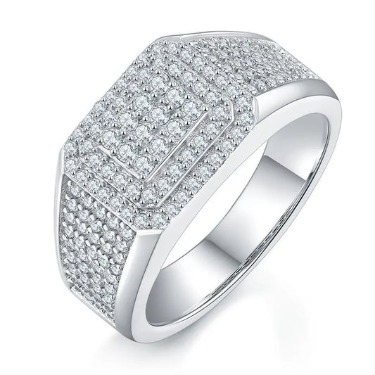 Men's Moissanite Ring S925 Silver-Plated, Ideal Gift for Birthdays, Anniversaries, Weddings, Holidays & Everyday Wear