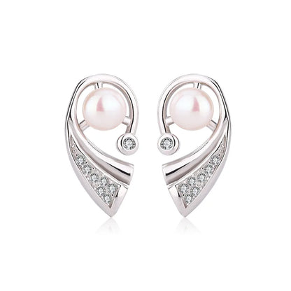 Fashion pearl jewelry 925 sterling silver earrings pendant ring and necklace sets