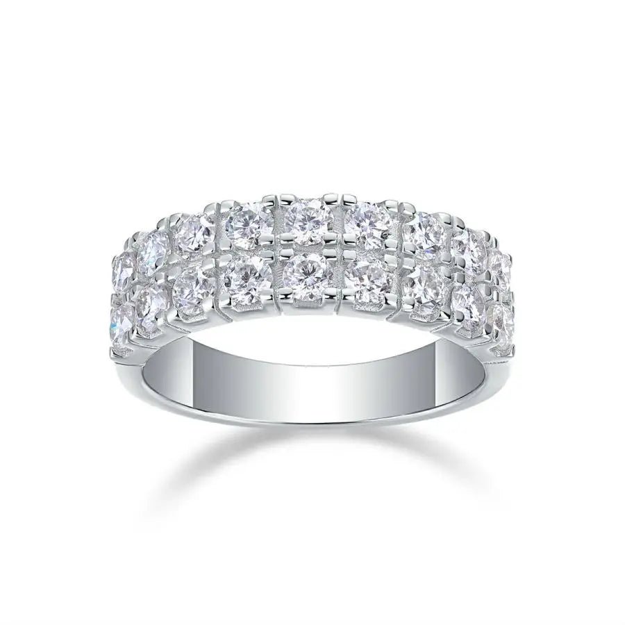 1.08cttw Moissanite VVS1 D Color with GRA Certified Diamond Eternity Wedding Ring in 925 Silver - Luxury Jewelry.