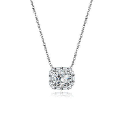 Jeweller Buy 925 Sterling Silver Moissanite Pendant Necklace with 2CT Oval Cut Diamond Rhodium Plated