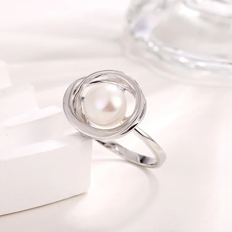 Custom wholesale exquisite jewelry fashionable personalized pearl 925 sterling silver ring