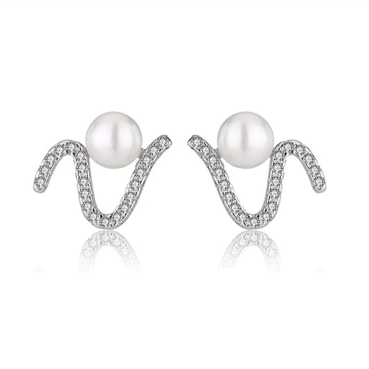 2024 trend fine fashion women jewelry oem s925 sterling silver natural pearl irregular simple earrings