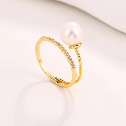 Jewelry manufacturer sterling silver 14k 18k gold plated pearl ring for women ladies