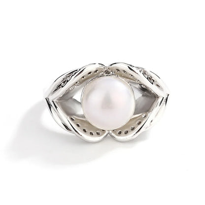 Fashion silver s925 wedding and engagement jewelry freshwater pearl ring for women