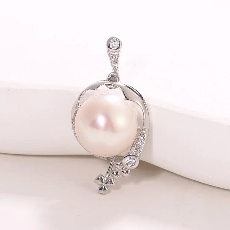 Wholesale personalized 925 sterling silver round large freshwater pearl women pendant