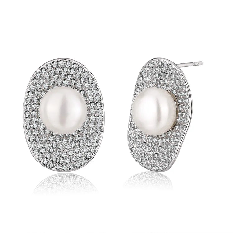 Fashion jewelry dainty 925 sterling silver vintage ladies real freshwater pearl earring for women