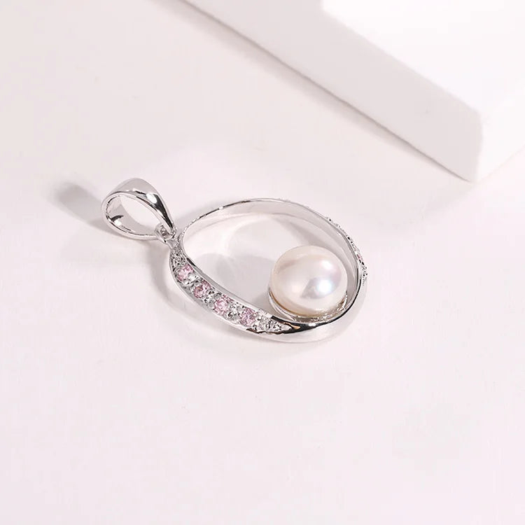 Custom 925 sterling silver moissanite pearl necklace pendant with moissanite