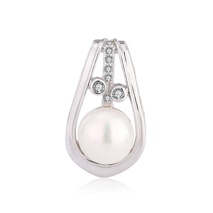 Personalized unique 925 sterling silver freshwater pearl and zircon diamond pendant for women