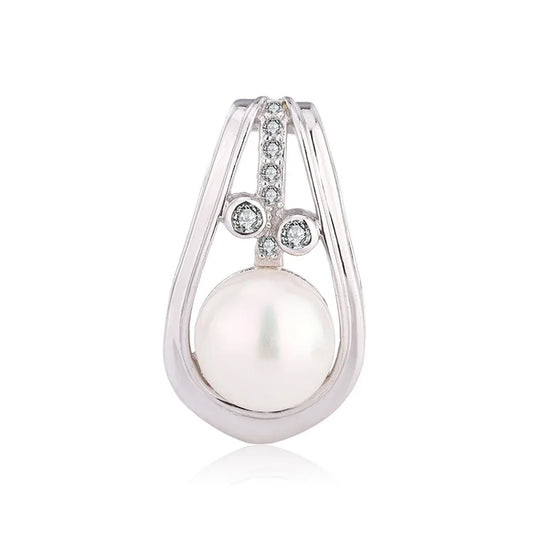 Personalized unique 925 sterling silver freshwater pearl and zircon diamond pendant for women