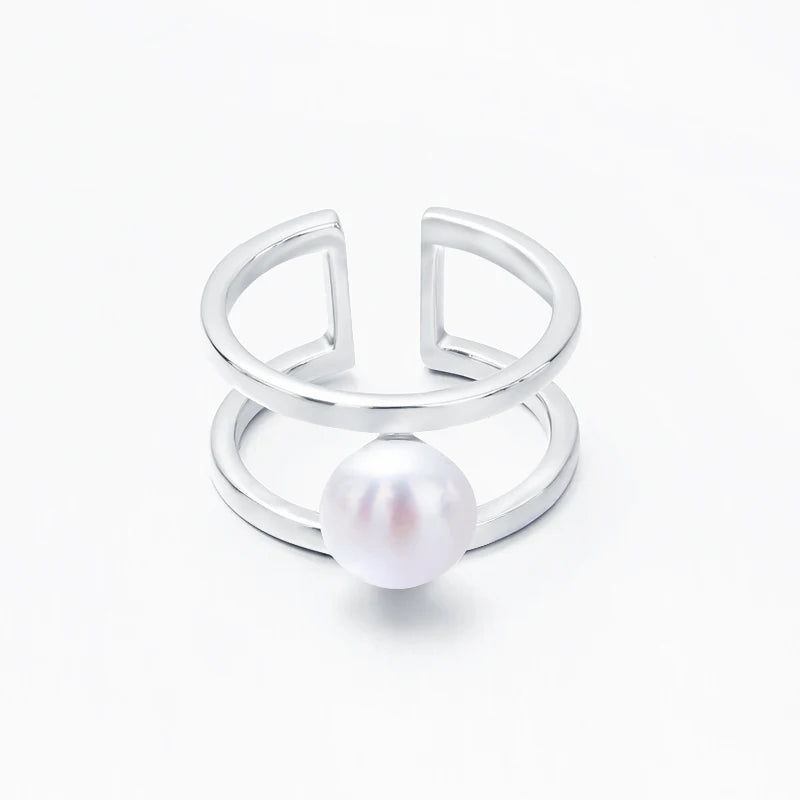 S925 pure silver pearl ring, female niche design, light luxury, high-end feeling, cool style, Instagram trendy fashion