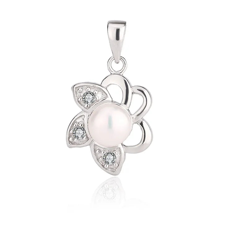 Cultured freshwater pearl hollow 925 sterling silver flower shaped pendant for necklace