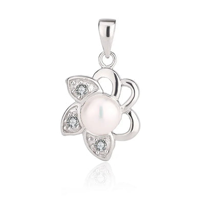 Cultured freshwater pearl hollow 925 sterling silver flower shaped pendant for necklace