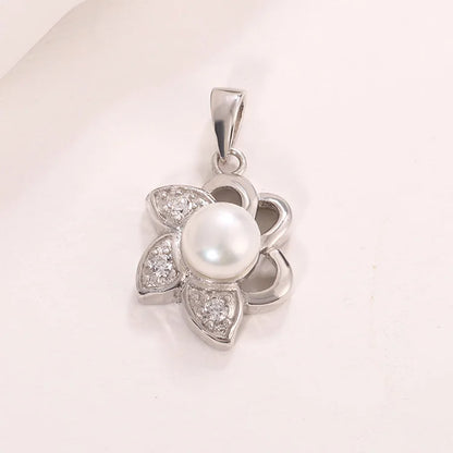 Cultured freshwater pearl hollow 925 sterling silver flower shaped pendant for necklace