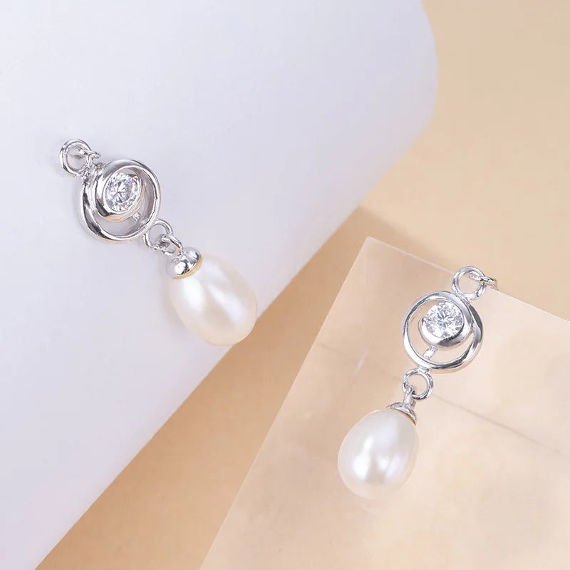 925 Sterling Silver Rhodium Plated Heart Freshwater Pearl pendant drop stud earrings Earrings for Women Wedding Party Gift