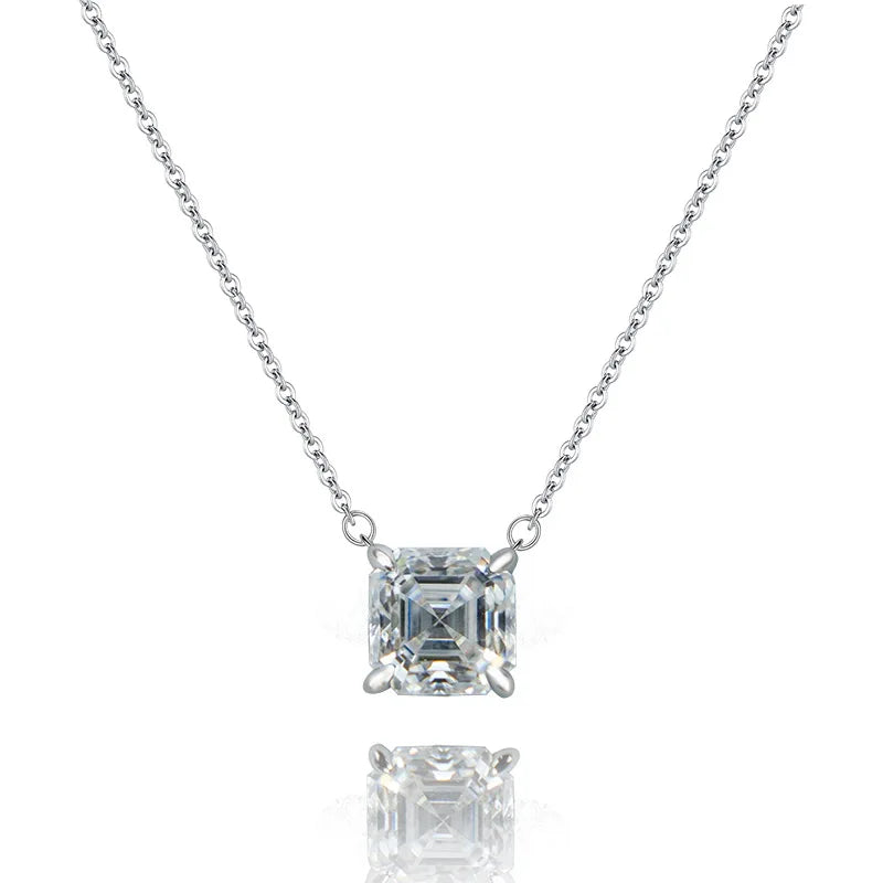 Jeweller Buy 1CT White Asscher Cut Moissanite Diamond Necklace 925 Sterling Silver Fashionable Link Chain