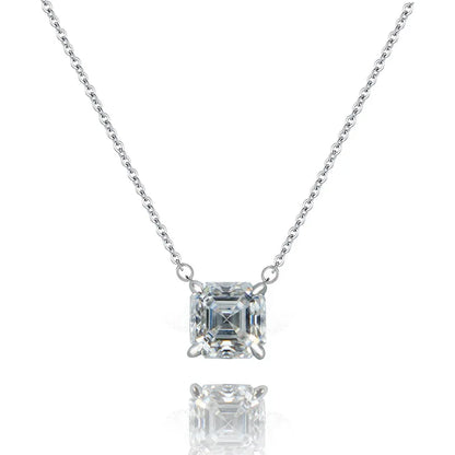 Jeweller Buy 1CT White Asscher Cut Moissanite Diamond Necklace 925 Sterling Silver Fashionable Link Chain