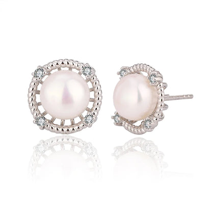 New Trend freshwater pearl 925 silver jewelry wholesale non tarnish cubic zirconia earings stud for women