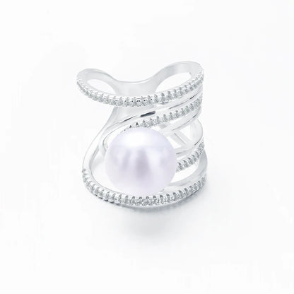 S925 pure silver pearl ring, female niche design, light luxury, high-end feeling, cool style, Instagram trendy fashion