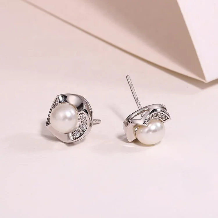 Wholesale fashion fine jewelry s925 925 sterling silver women natural pearl earrings