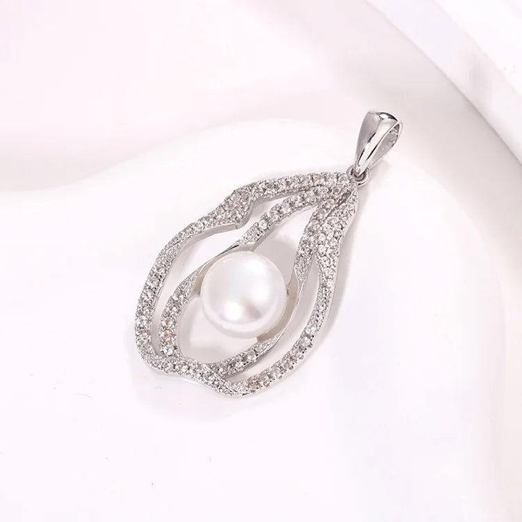 Custom cz 925 sterling silver moissanite diamond pendant with freshwater pearl