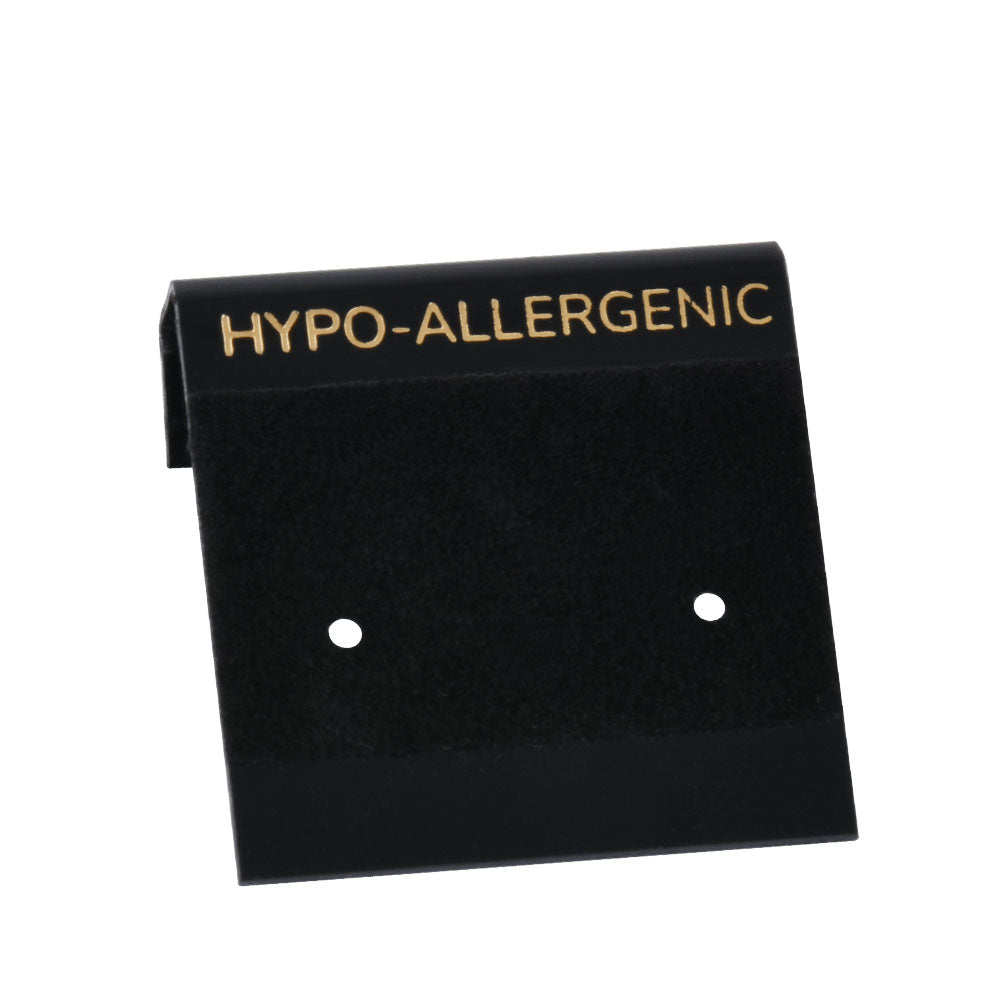 "HYPO-ALLERGENIC" 단어가 적힌 1"*1“ 검정색 디스플레이 귀걸이 카드