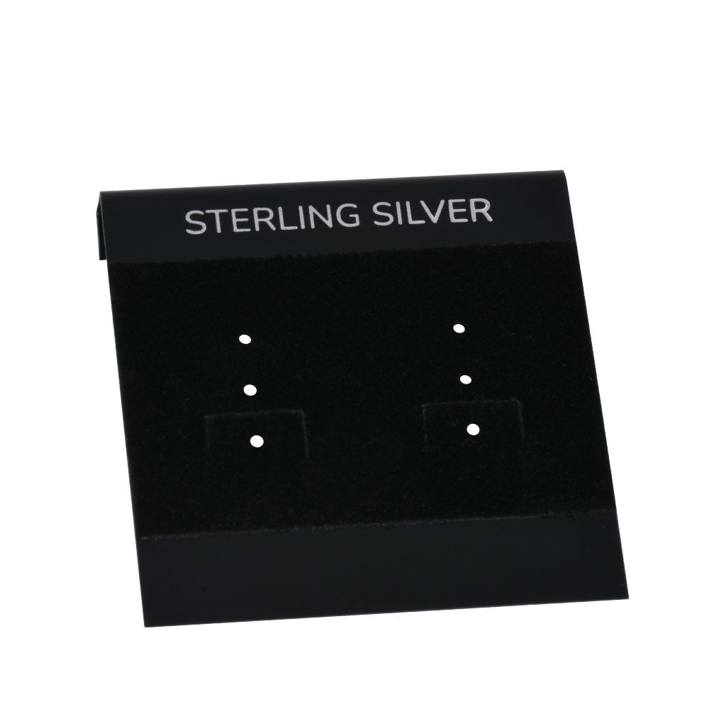 "STERLING SILVER"라는 단어가 적힌 2"*2" 검정색 디스플레이 귀걸이 카드