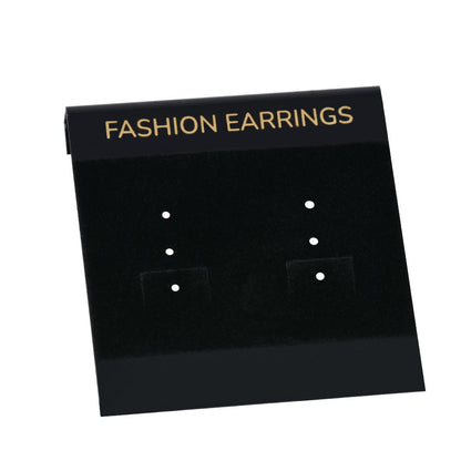 "FASHION EARRINGS"라는 단어가 적힌 2"*2" 검정색 디스플레이 귀걸이 카드