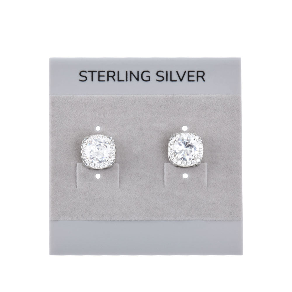 "STERLING SILVER"라는 단어가 적힌 2"*2" 회색 디스플레이 귀걸이 카드