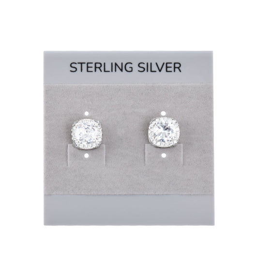 "STERLING SILVER"라는 단어가 적힌 2"*2" 회색 디스플레이 귀걸이 카드