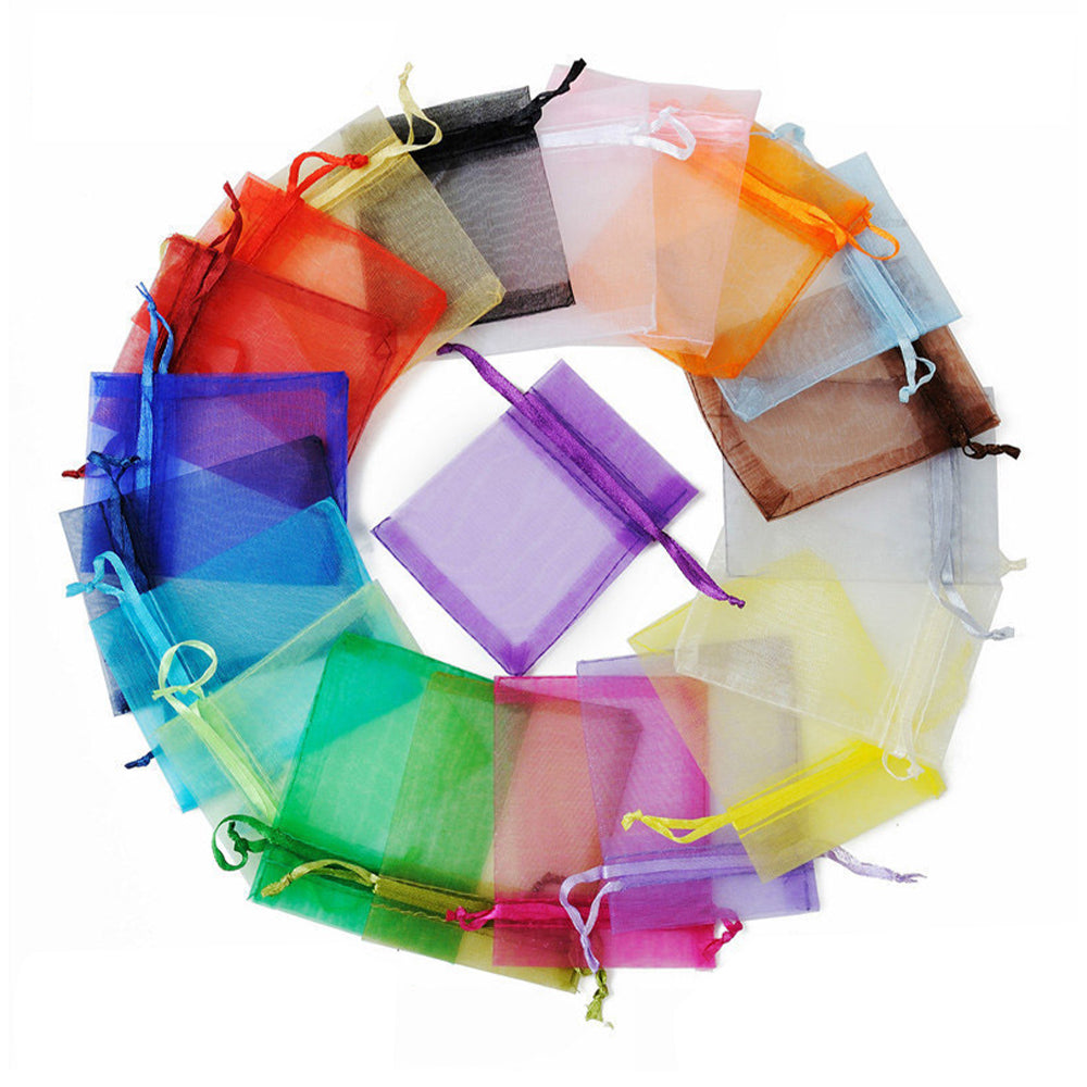 Bolsa de organza de varios colores, precio por 100 piezas