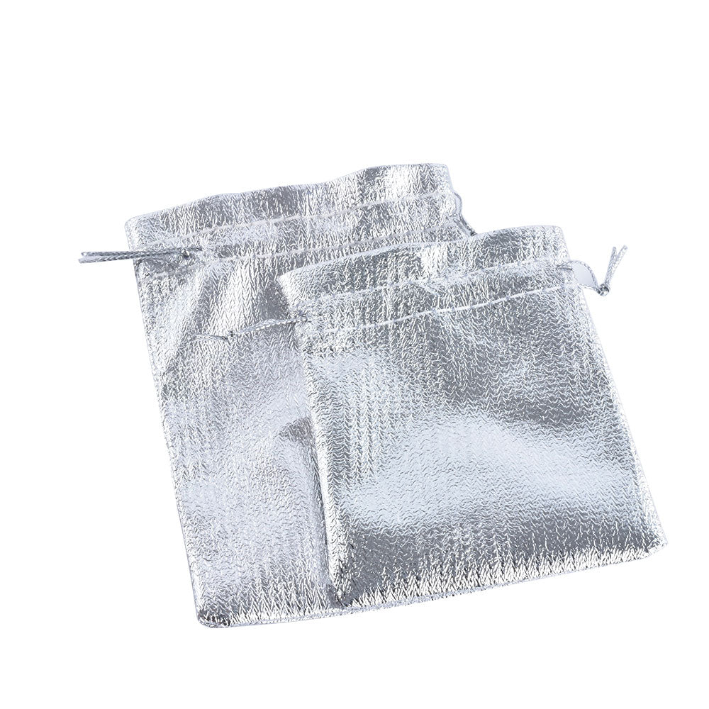 Economical Silver Drawstring Pouch， Price for 100Piecesc