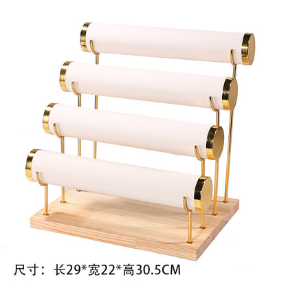 Creative jewelry rack wooden bracelet rack gold three-layer bracelet display rack display bracelet rack watch storage rack