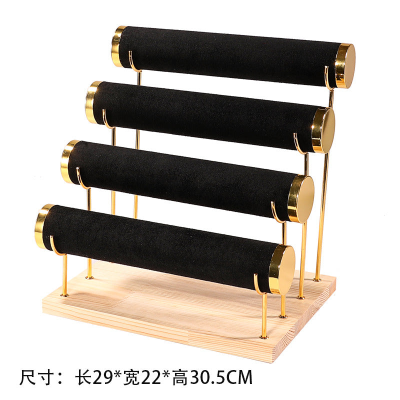 Creative jewelry rack wooden bracelet rack gold three-layer bracelet display rack display bracelet rack watch storage rack