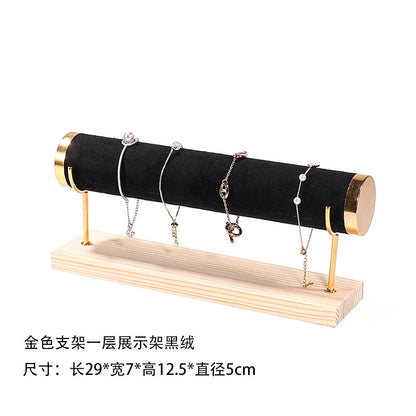 Creative jewelry rack wooden bracelet rack gold three-layer bracelet display rack display bracelet rack watch storage rack