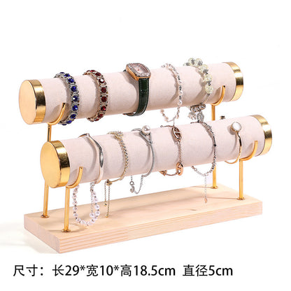 Creative jewelry rack wooden bracelet rack gold three-layer bracelet display rack display bracelet rack watch storage rack