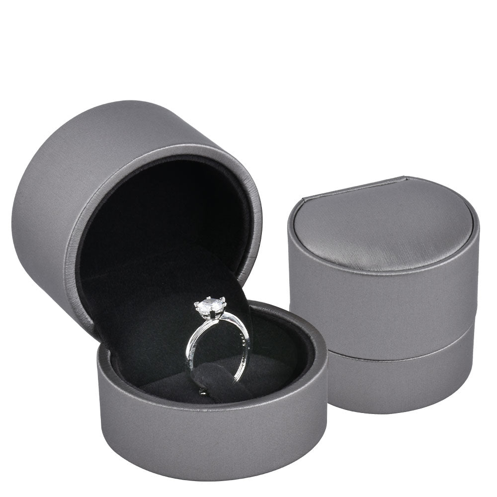 Gray PU Ring Boxes, Price for 12 Pcs